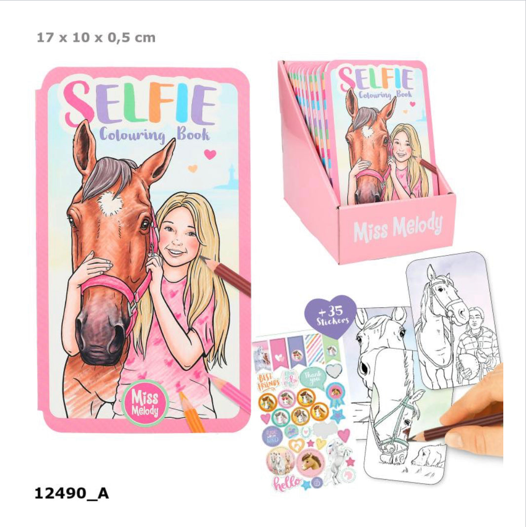 Miss melody selfie colouring book